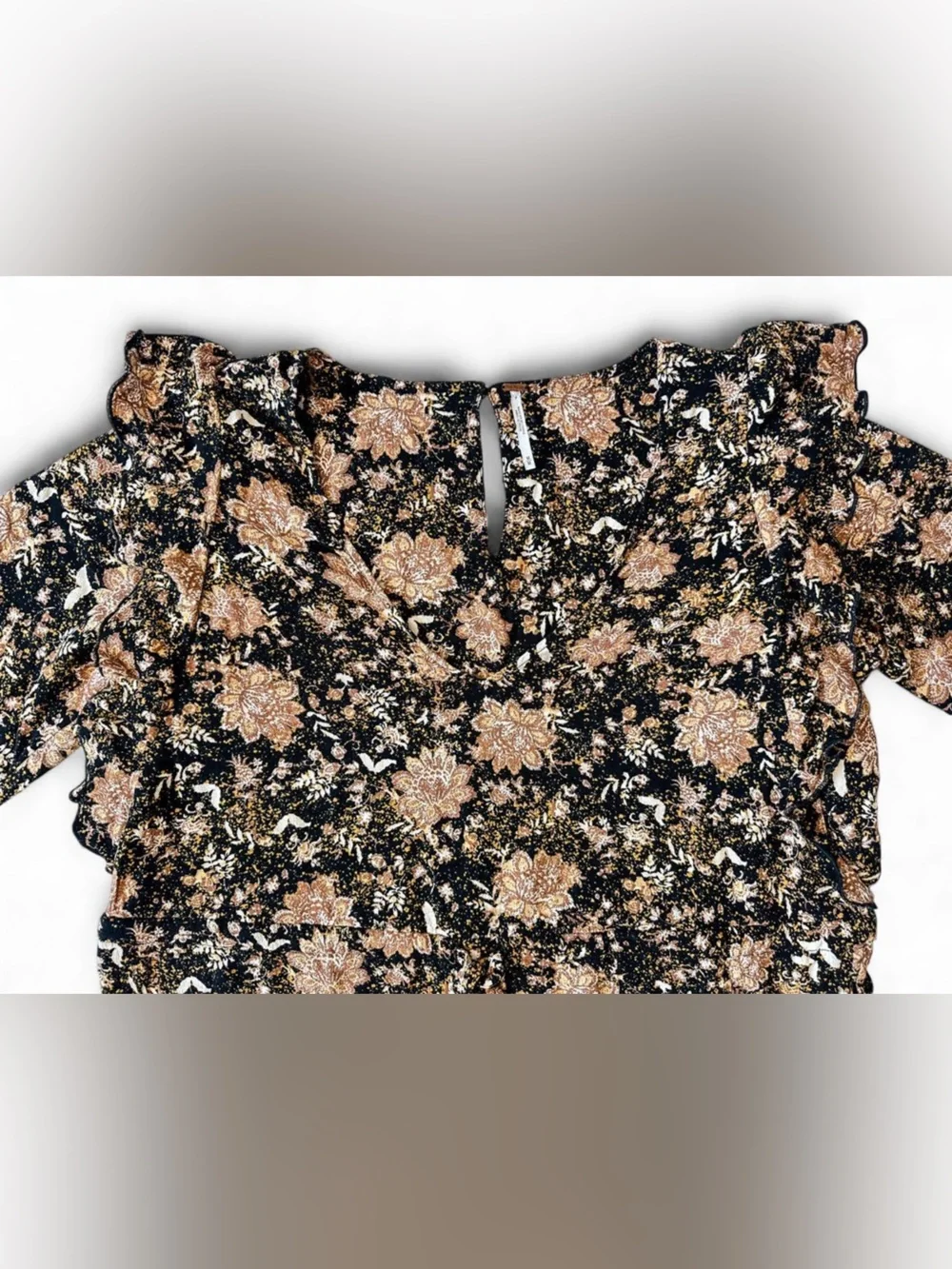 FREE PEOPLE Lux Floral Floral Ruffle Drawstring Waist Jumpsuit Women’s - Medium